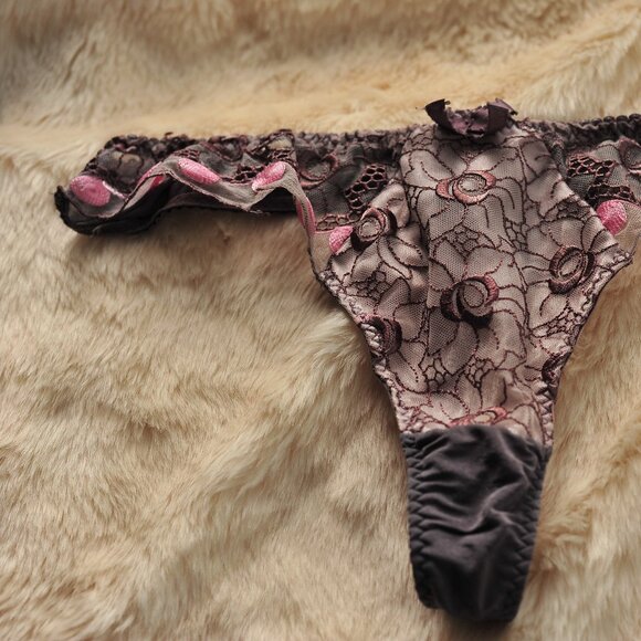 !pcs Acousma Vintage Nylon Embroidery Floral Cute Thong - Picture 6 of 15